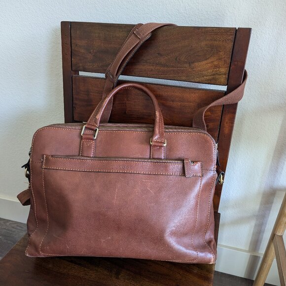 Banuce Full Grain Leather Briefcase Work Bag in Brown - Picture 9 of 16